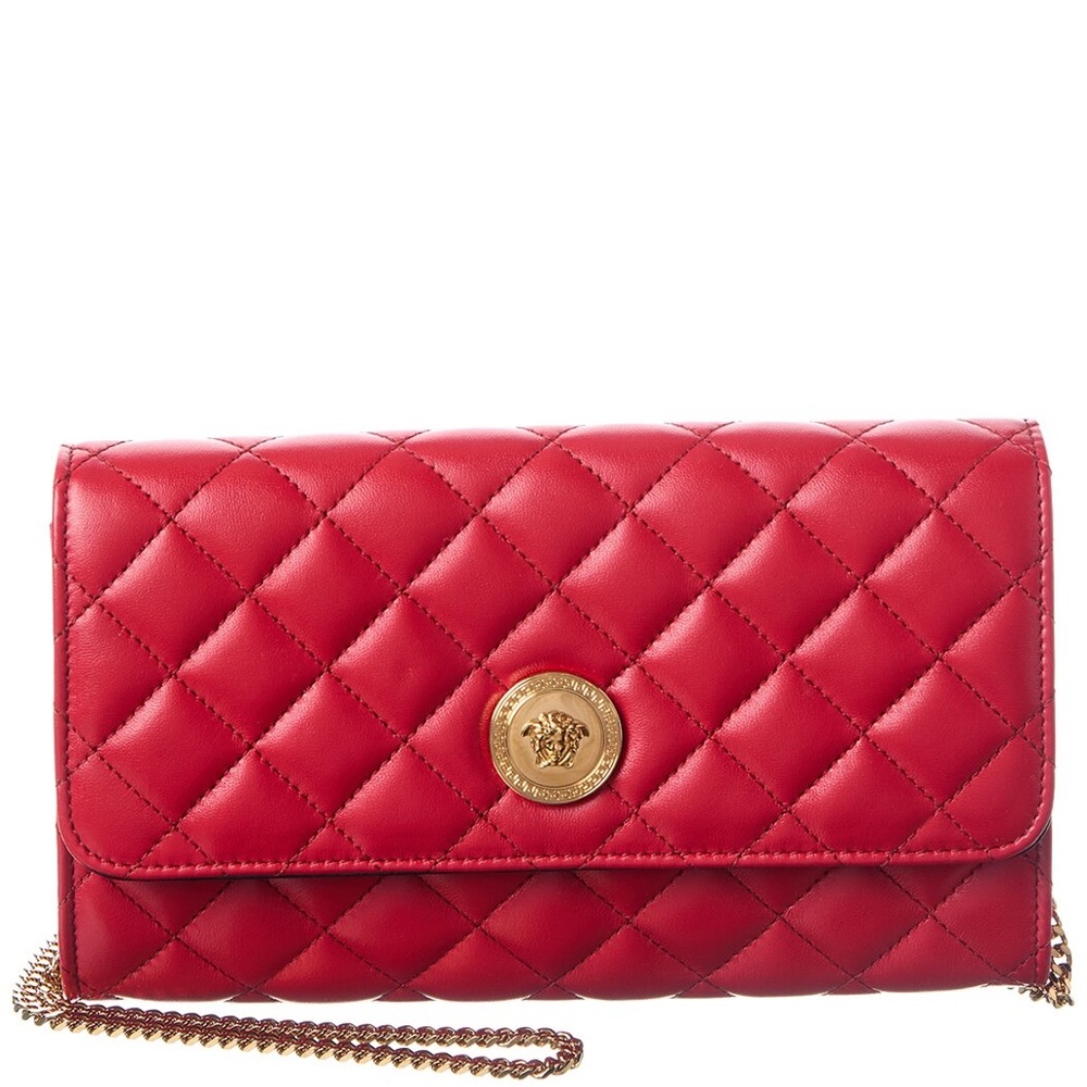 Versace La Medusa quilted leather wallet on chain shoulder crossbody bag NEW